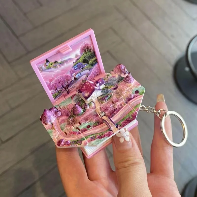 Magic Book Foldable Hidden Pink Dream World Women Bag Decor Pendant Keychain Funny Stress-relieving Toys Birthday Gift For Girls