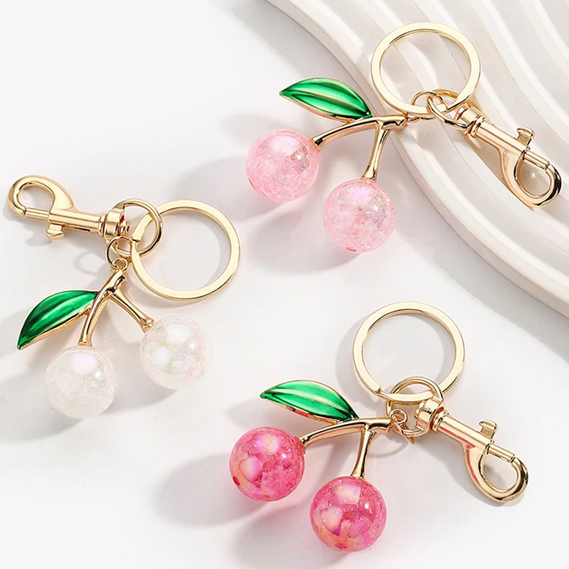 

1 Piece Fruits Keyring Girl Fashion Sparkling Cherry Keychain Romantic Lover Pendant For Women Men Jewelry Bag Accessories Gift
