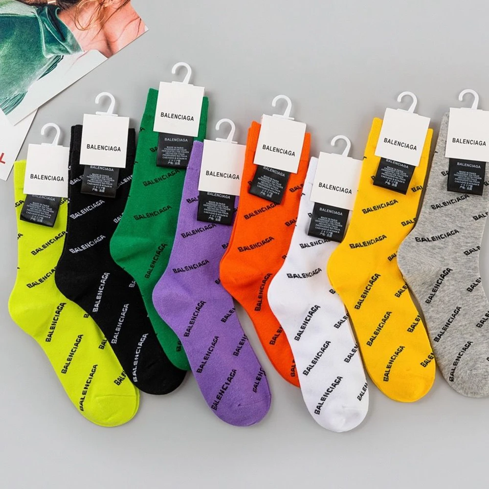 2023 New Paris Socks Personality Alphabet Trendy Brand Candy Color Socks Sports Skateboard Leisure Hip-hop Street Cotton Socks