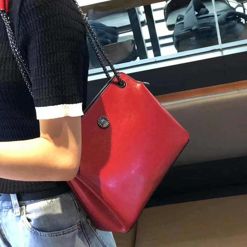 Bolso de hombro de cuero genuino Real para mujer, bolso de cadenas Premium, diseño exquisito, regalo elegante