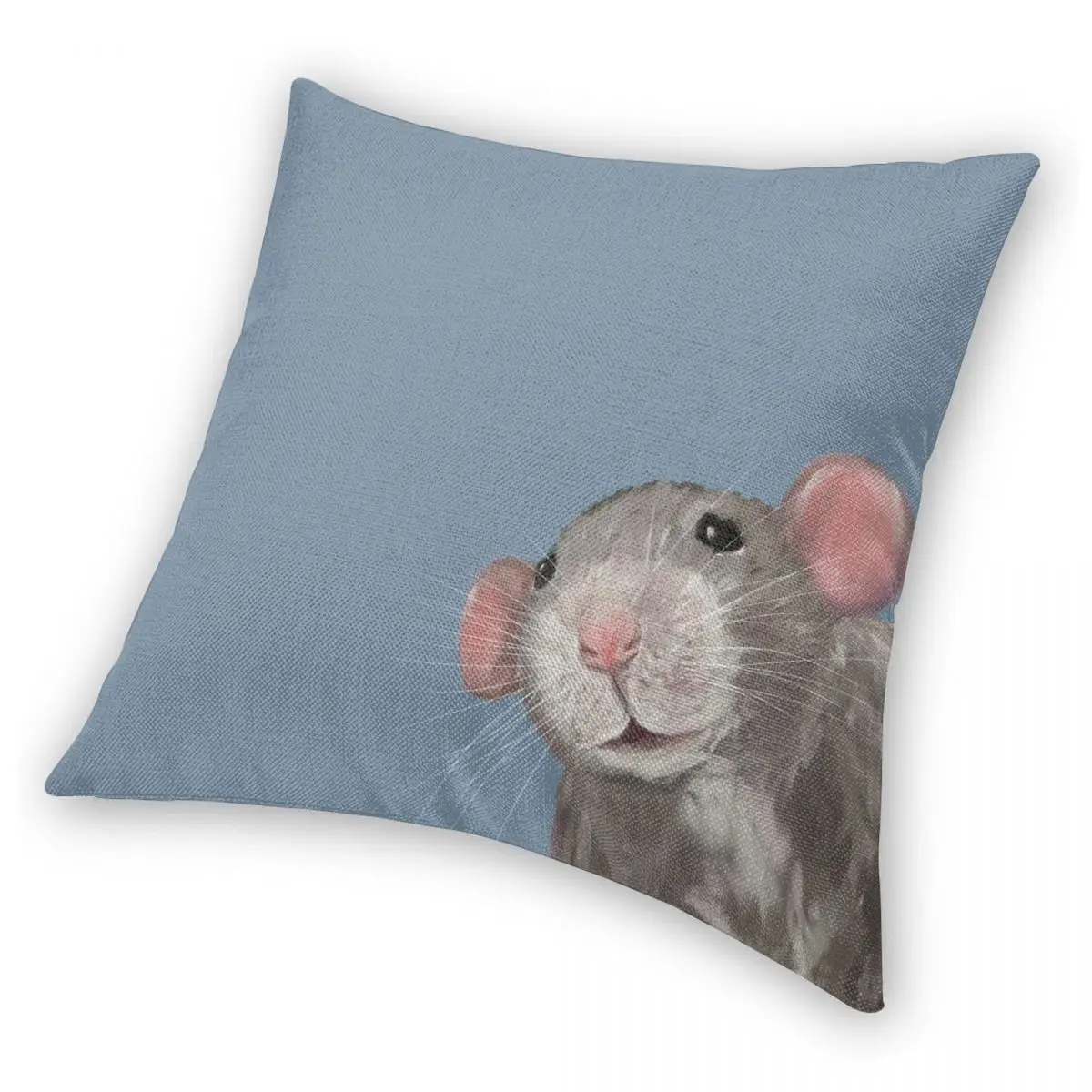 The Peeking Curious Rat Pillowcase Polyester Linen Velvet Printed Zip Decorative Pillow Case Home Cushion Case Wholesale