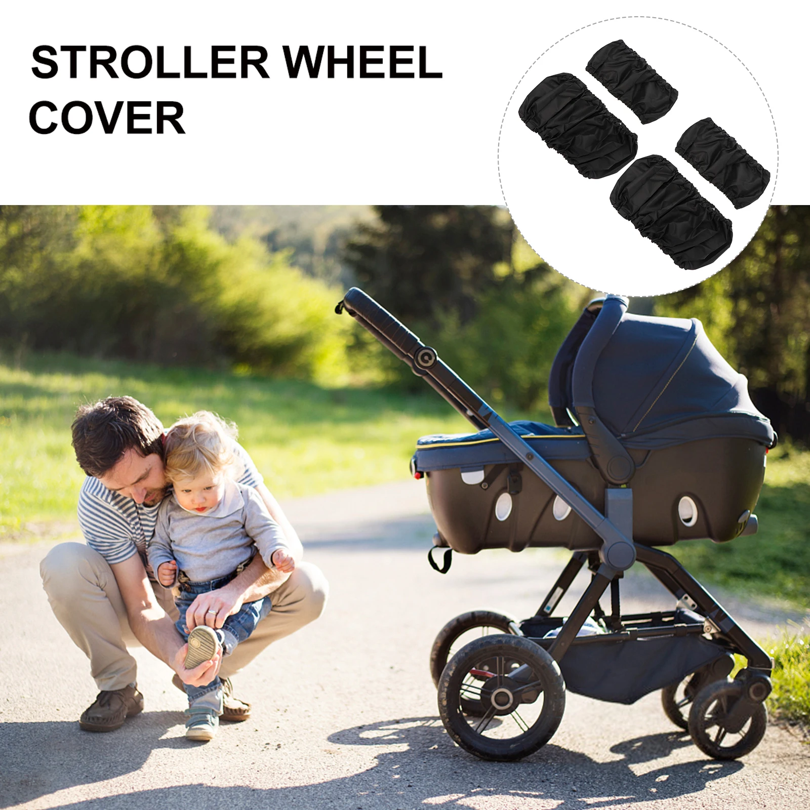 

4PCS Baby Wheel Covers Oxford Wheelchair Protector Cloth Protective Jacket Tire Accessories Waterproof Dustproof Foldable