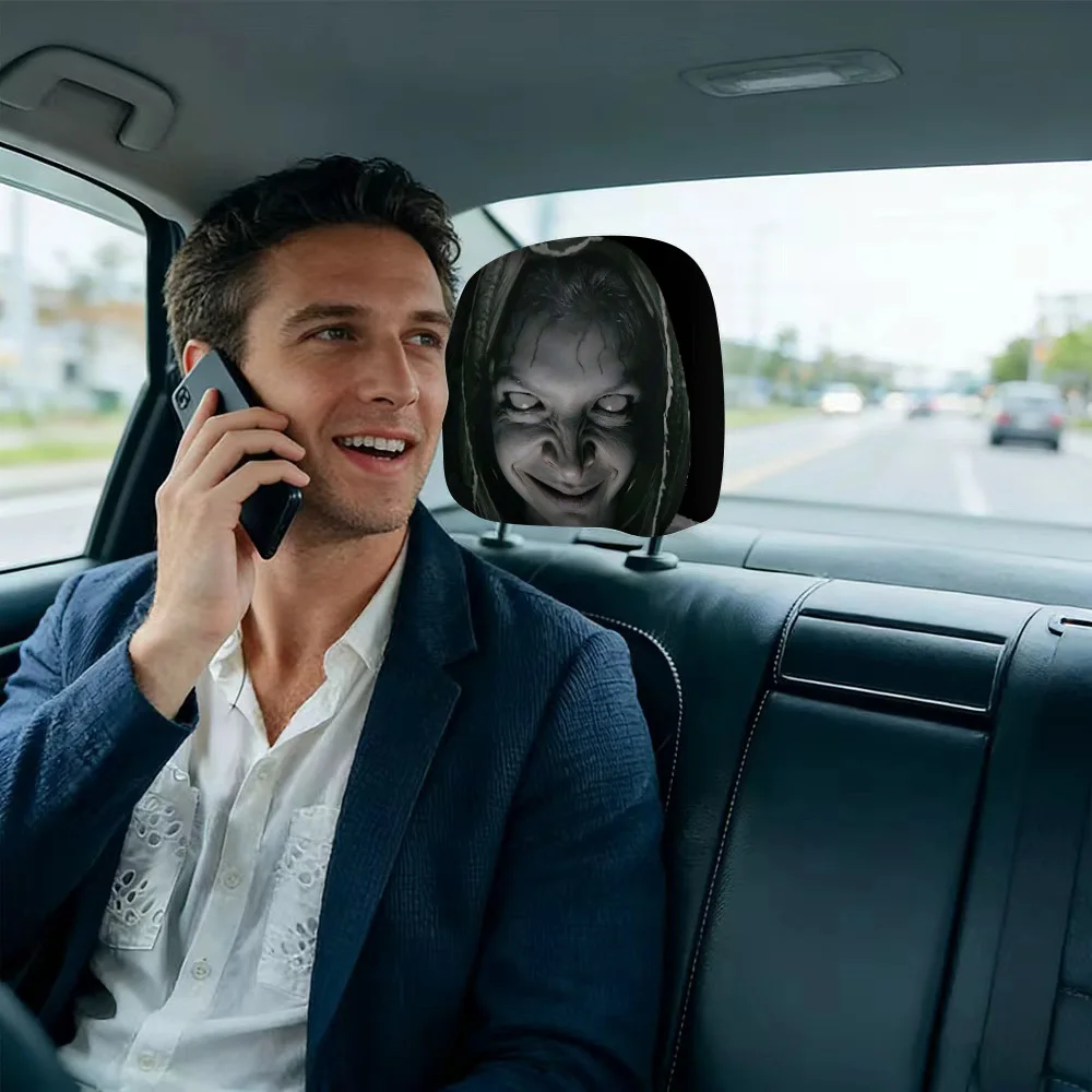 Horror Style Print Headrest Cover, Lightweight & Durable, Removable & Washable Car Headrest Cover
