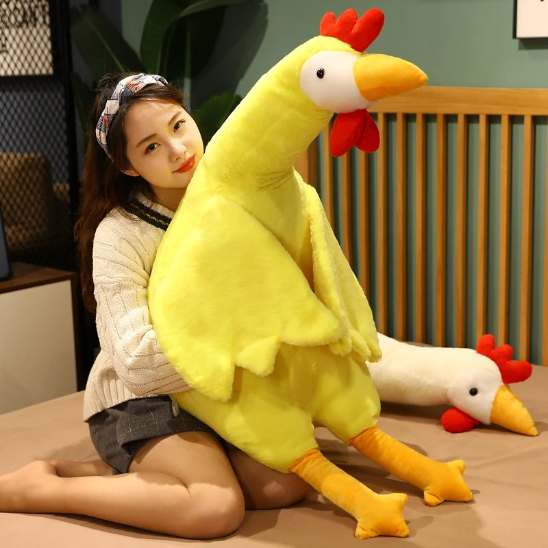 

135cm Giant Wings Yellow/White Chickens Plush Toy Stuffed Animal Cock Doll Sleep Long Cushion Boyfriend Pillow Birthday Gift