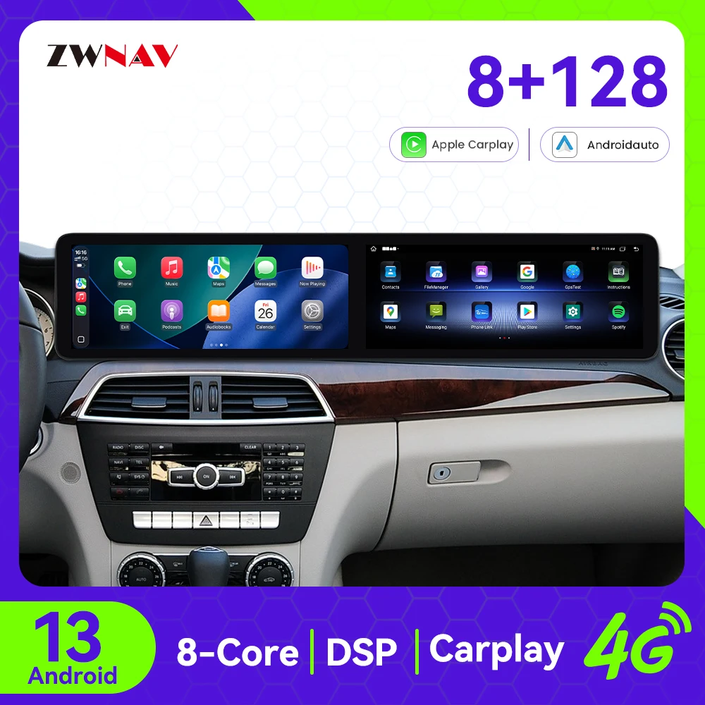 

ZWNAV Android 13 Car Multimedia For Mercedes-Benz C 2011-2014 DSP Sound GPS Navigation CarPlay WIFI 4G