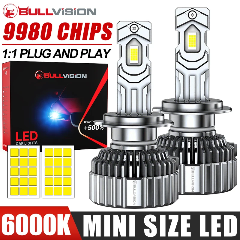 

Bullvision G5 Светодиодные автомобильные фары CANBUS H7 H4 H1 H8 H9 H11 9005 HB3 9006 HB4 9012 HIR2 Противотуманные фары 6000K Супер белые светодиодные лампы