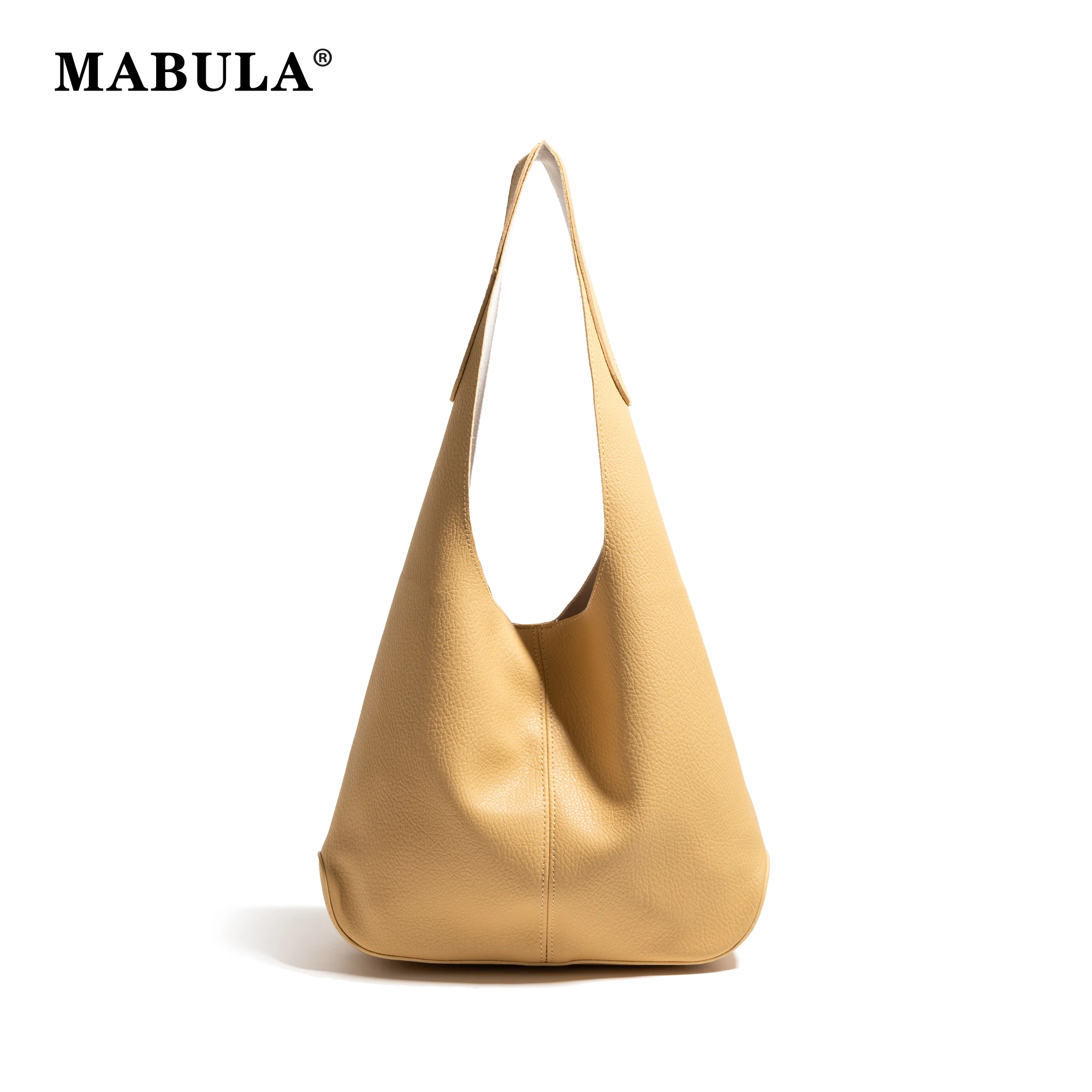 

MABULA Minimalism Winter PU Leather Women Underarm Handbag Tote Lady Large Casual Hobo Shoulder Bags with Pouch Women Armpit Bag