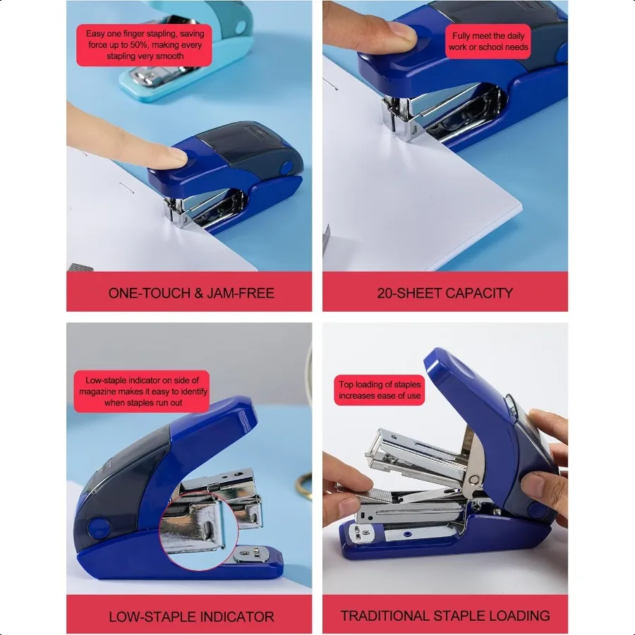 Effortl Mini Stapler Set 20 Sheet Capacity Integrated Remover Staple Storage Holds 1 4 Staples Includes 1000 Staples Lightweigh
