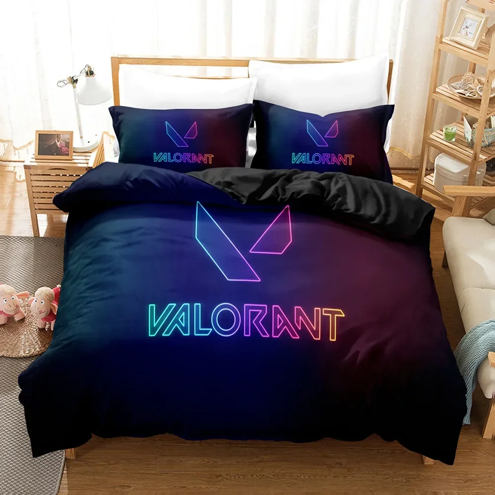 

V-VALORANT Bedding Set Game Digital Print Duvet Cover for Gaming Room Decor Single King Size Game Gift Cartoon Pattern