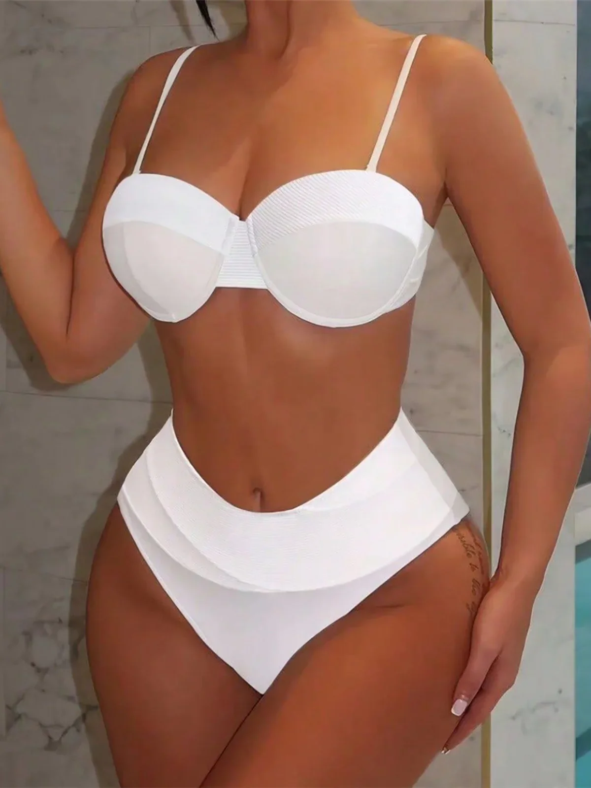 

Knotted Underwired Bra Cup Female Swimsuit High Waist Bikini Women Swimwear Two-pieces Bikini set Bather Bathing Suit Swim K6408