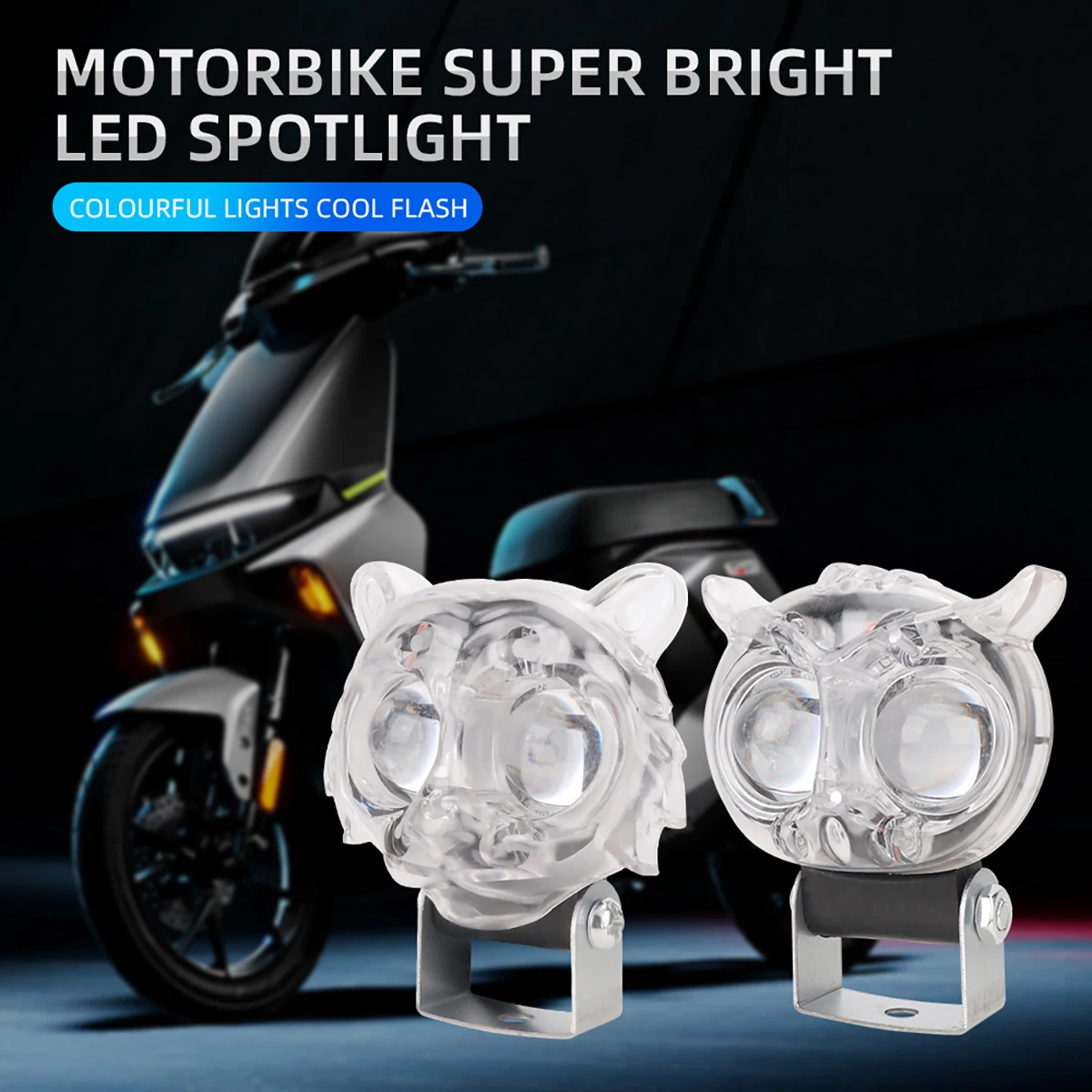 

Motorcycles Led Headlight 7 colors Fog Light Car Head Light ATV Scooter for Auxiliary Spotlight Lamp Accessories Dual Color Owl