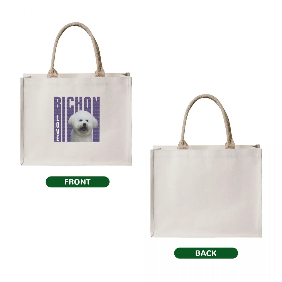 Bichon (love) Frise design Tote Bag foldable reusable bag canvas shopping bag sacs de shopping female