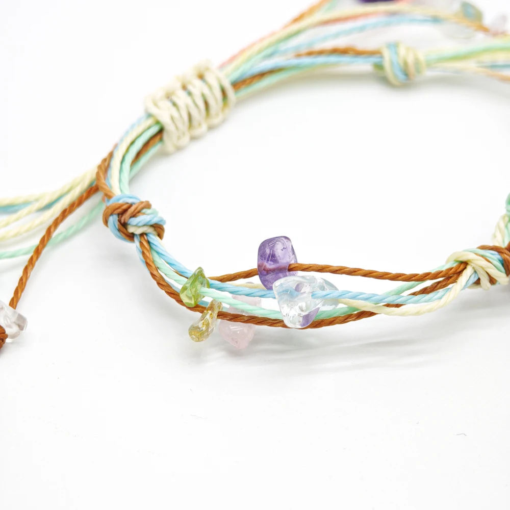 10 Stück verstellbares geflochtenes Kordelnetz, 1 roher Rohstein, Perlenhalter, Seil, Armband, natürlicher Quarzkristall, Heilung, Taschentasche, Armreif – Detail 8