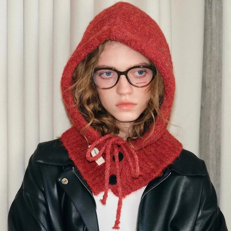 Women's Winter Warm Ear Protection Balaclava Hat Fashion Little Snowman Design Knitted Pullover Stylish Beanie Cap