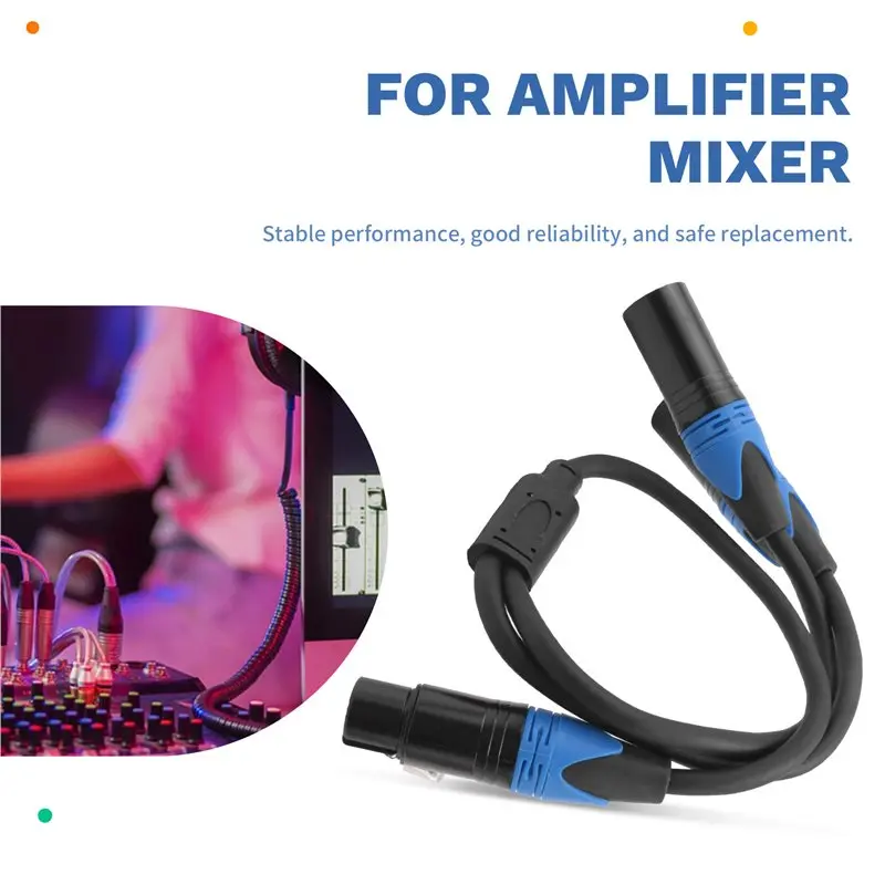 Leading-50Cm XLR Splitter Cable 1 XLR Female To 2 XLR Male XLR Y Splitter Cable Microphone Splitter Cord For Amplifier Mixer