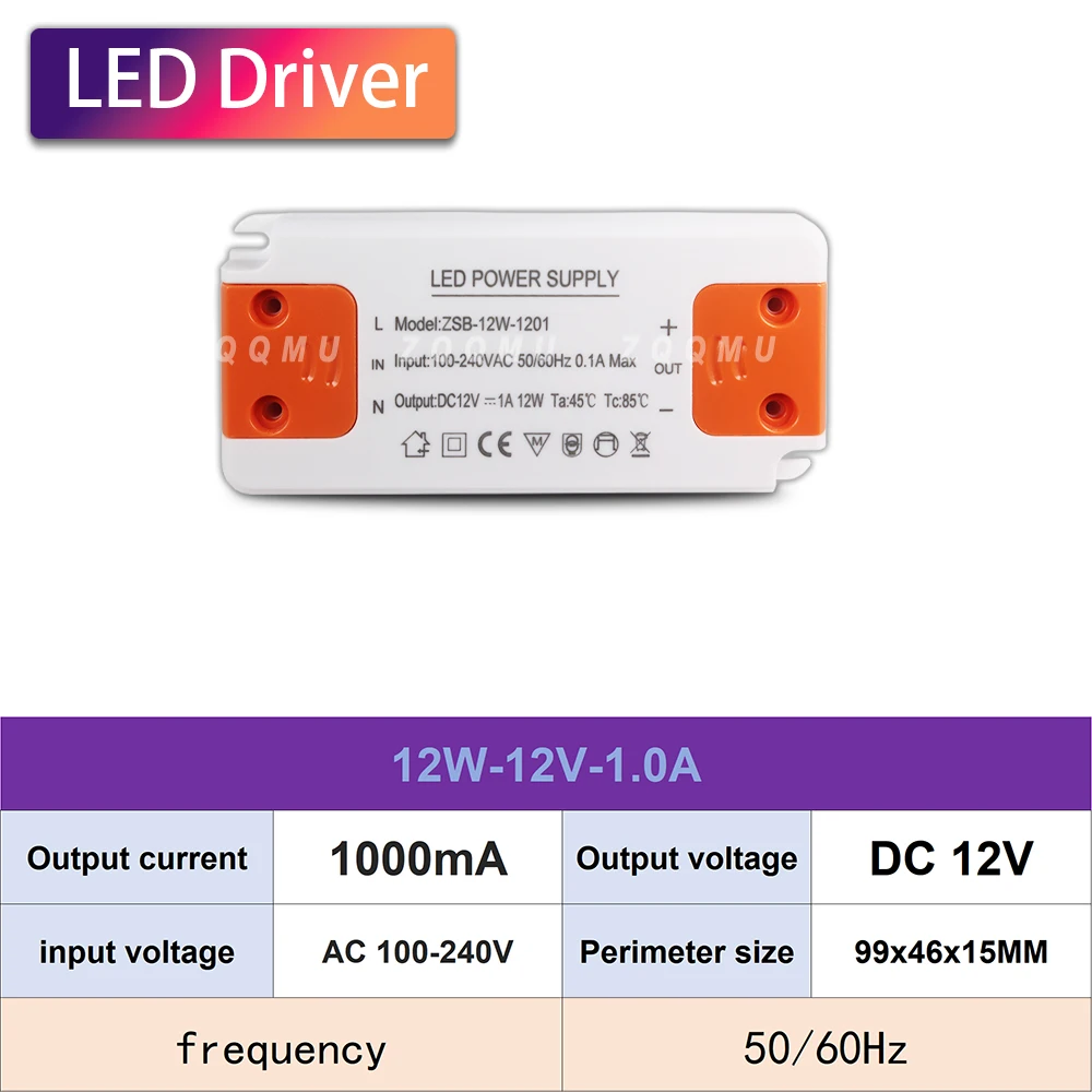 LED Lighting Driver Transformer DC 12V 24V Ultra Thin Power Supply 12W 18W 24W 36W 60W 120W AC100-240V For LED Strip Lights