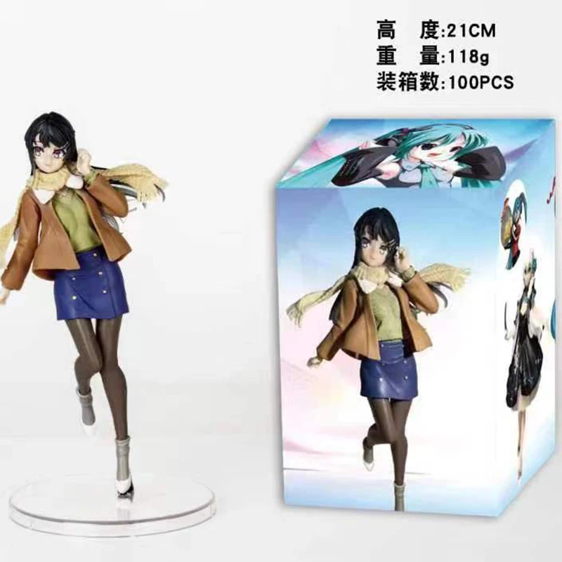 22cm Mai Sakurajima Does Not See The Bunny Girl\'s Ancestors Figure Winter Clothes Sakurajima Mai PVC Action Figure Model Toys