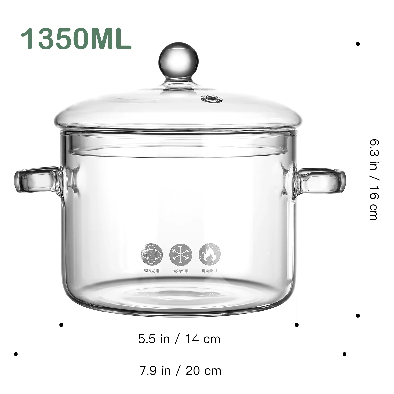 

Cooking Pot Household Glass Saucepan Cauldron Soup Cookware Transparent High Borosilicate