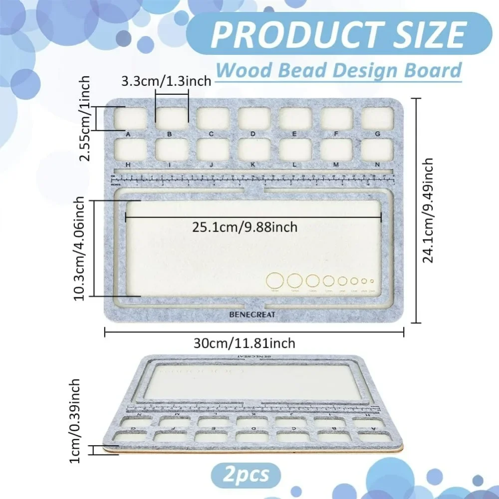 2Pcs Large Hard Back Bead Mats, 11.8x9.4inch Wood Covered with Felt Wood Bead Design Board, Felt Beading Mat, Bead Tray