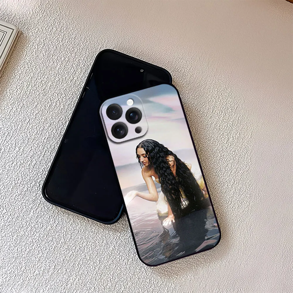 Singer Raveena Aurora For iPhone 11 12 13 14 15 16 Pro Max Plus Matte Soft Silicone phone Case Ultra Thin Black Cover