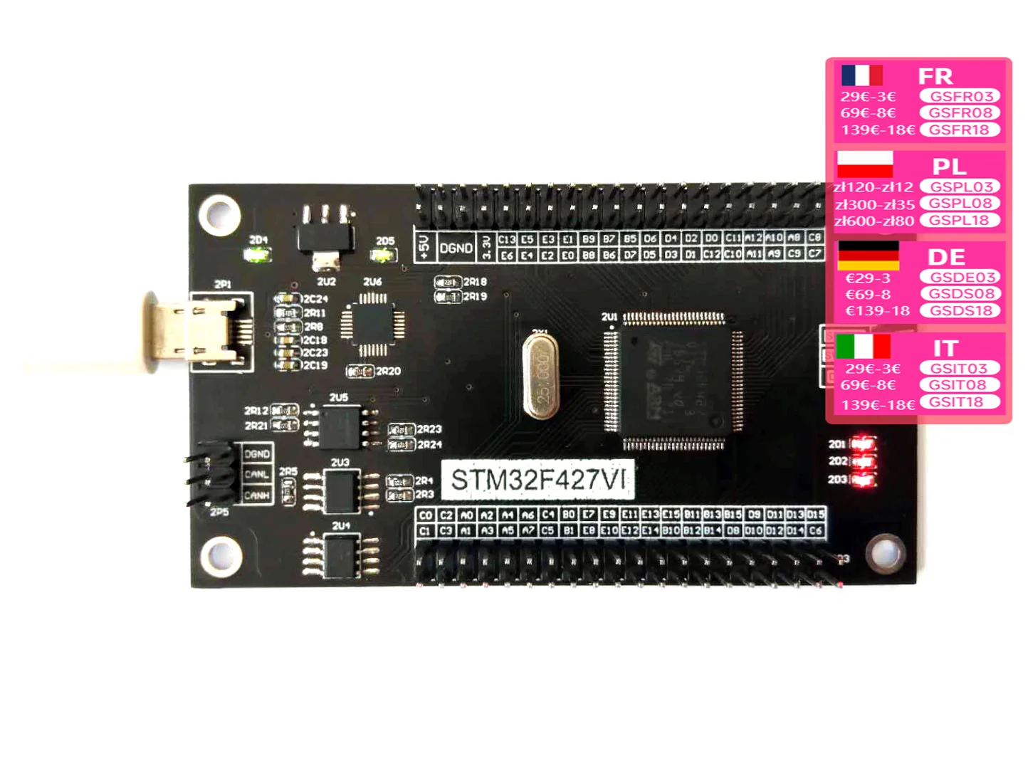 บอร์ดพัฒนา STM32F427VIT6 100ขาแฟลช2MB บอร์ดหลัก180MHz
