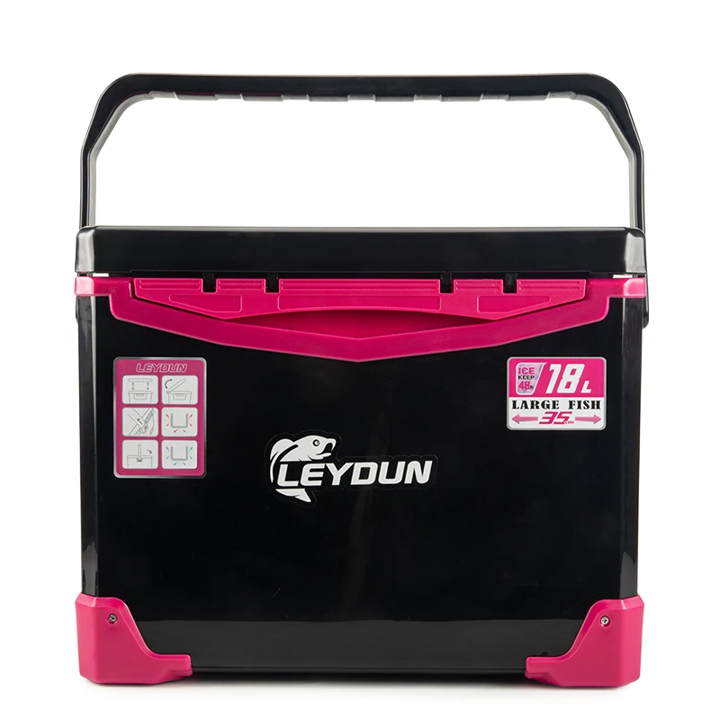 Leydun 18L صندوق تبريد الصيد صندوق معالجة في الهواء الطلق خزان أدوات والعتاد تخزين الأسماك الصيد البحري مع أدوات ثقوب الهواء المحمولة