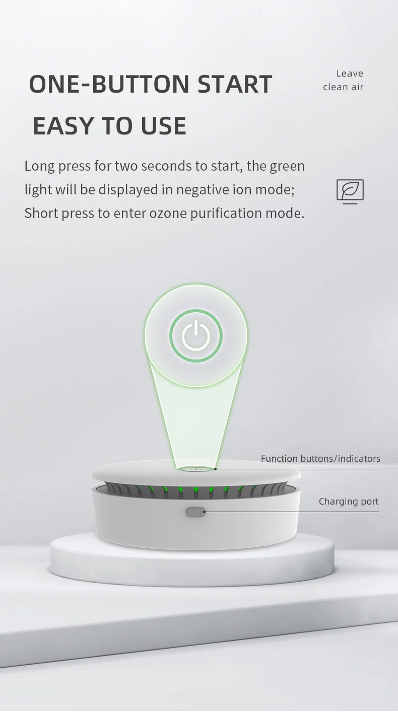 Portable Ozone & Ionic Air Purifier 2 in 1 Eliminate Odor for Home, Car, Refrigerator, Shoe Cabinet, Pet Room, Hunting Bag