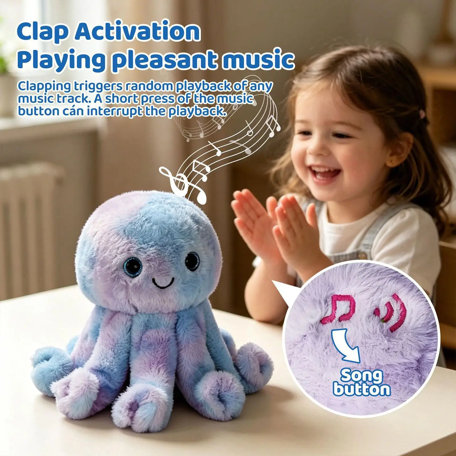 

Music Octopus Toy Plush Interactive Musical Doll Crawling Octopus Toy Recording For Kids Boys Girls Kids Bedroom Living Room