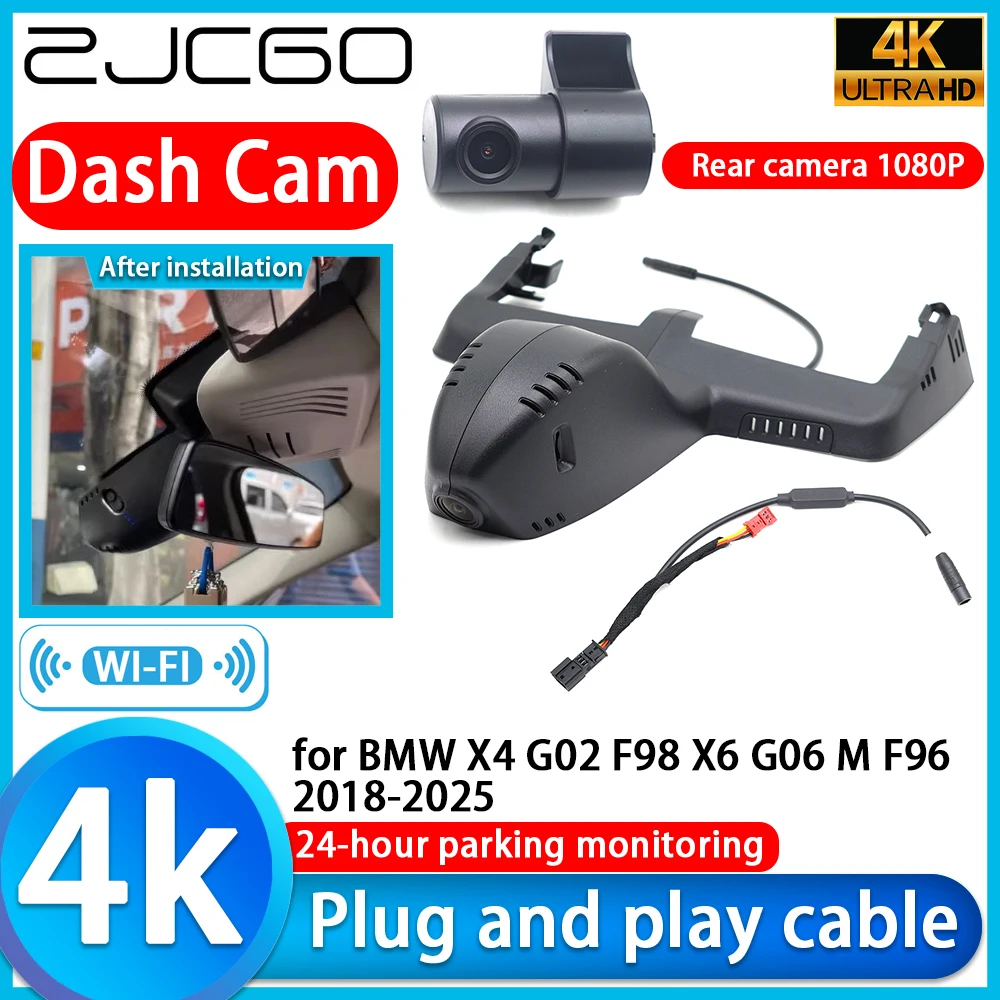 

ZJCGO for BMW X4 G02 F98 X6 G06 M F96 2018-2025 4K DVR Dash Cam Camera 2160P Sony Lens 24 Hour Parking Video Recorder Recording