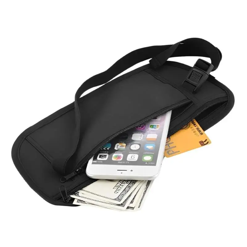 Bolsa de Cintura Antifurto Oculta para Esportes e Corrida, Cinto Invisível para Dinheiro, Carteira Portátil de Segurança para Viagem, Bolsa Oculta para Passaporte e Dinheiro