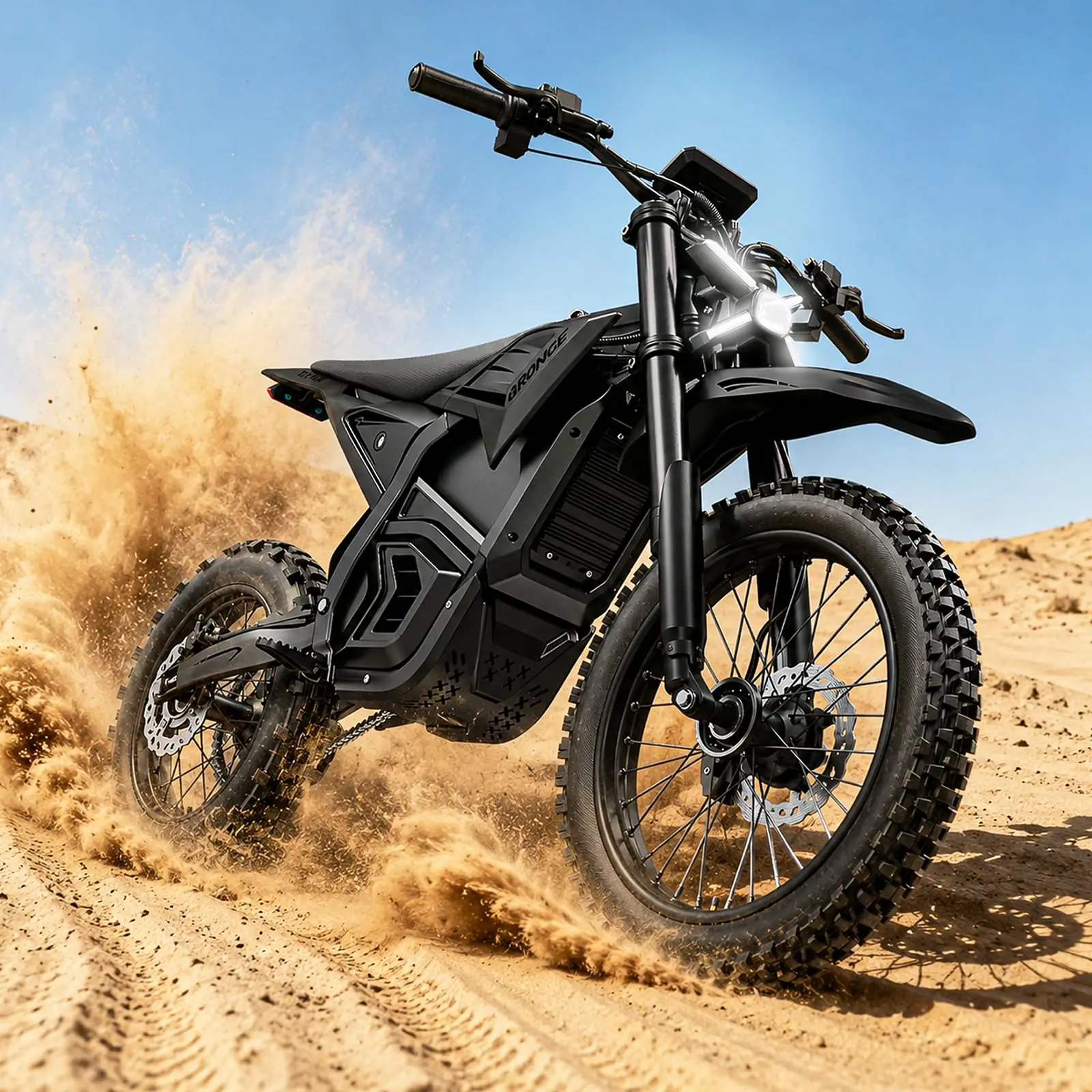 QRONGE X3 Spark Electric Dirt Bike 4500W Peak Mid Drive Motor 60V 30Ah Removable Battery 70 Miles Max Range 50MPH 17/14 Inch Tires Full Suspension 3 Speed Modes Aluminum Alloy Off Road Electric Motorcycle for Adults Teens