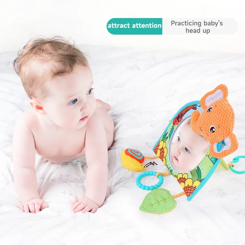 Montessori Baby Car Hanging Toys Colorful with Mini Mirror Interactive Hanging Toys For Attention Transfer Newborn Stroller Gift