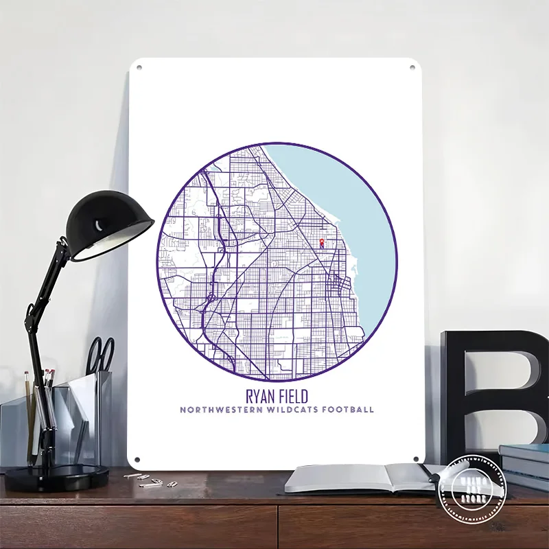 Northwestern Wildcats Personalized 3D Textured Metal Poster Wall Art Vintage Tin Signs for Decor Living Room Decoration Man Home