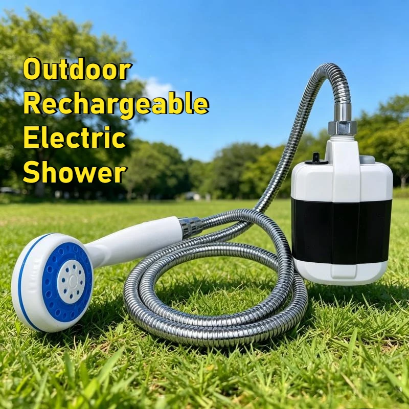 Bomba de Ducha Eléctrica Portátil Recargable por USB para Exteriores, Cabezal de Ducha para Viajes, Campamentos, Lavado de Autos, Equipo de Limpieza para Mascotas