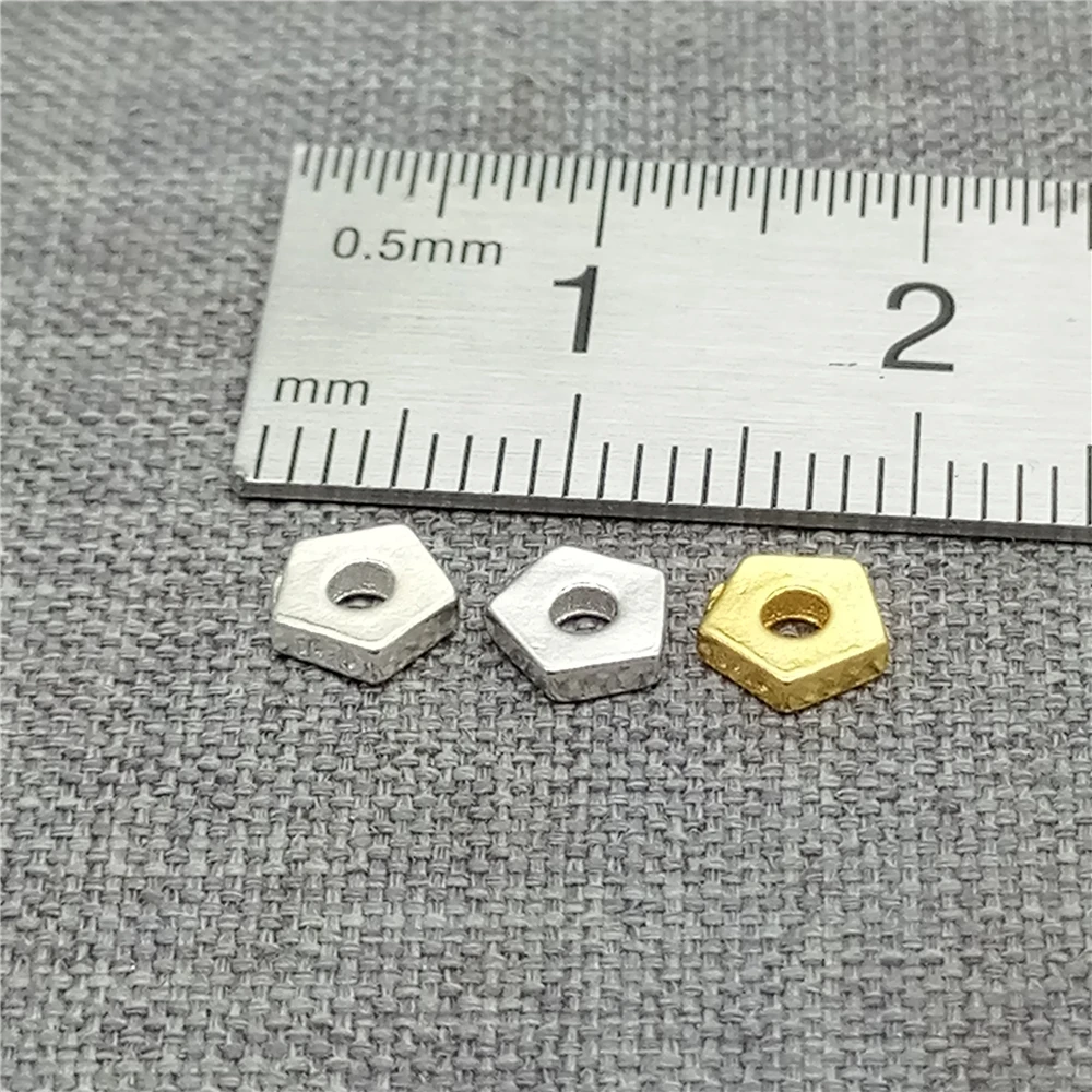 10 Pieces 925 Sterling Silver Pentagon Spacer Beads in Gold Plated or Rhodium Finish