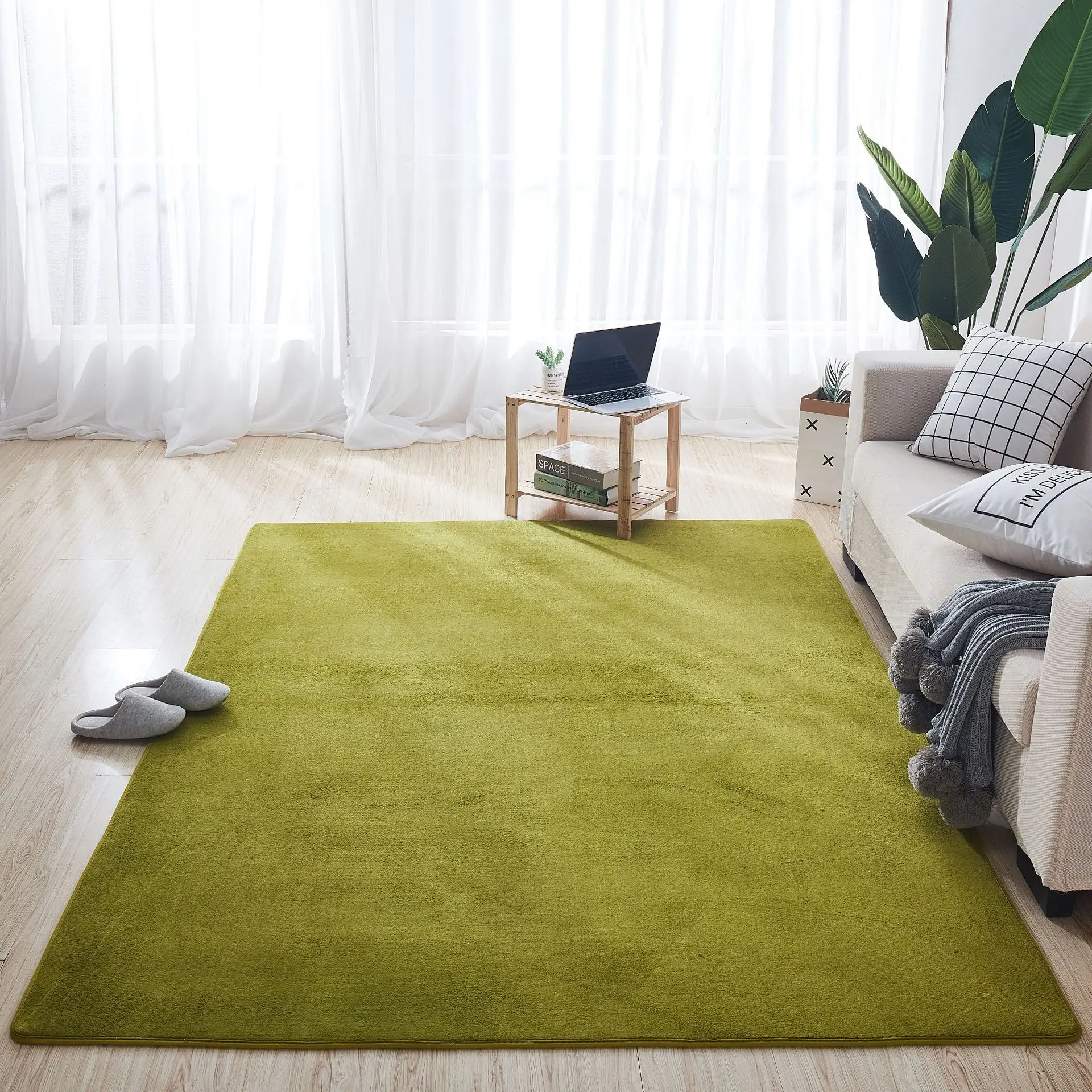 Solid Color Coral Velvet Carpet Modern Living Room Area Rugs Bedroom Bedside Rug Living Room Tatami Crawling Mat Home Decoration