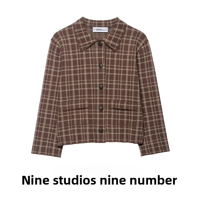 Women's Plaid irt Sle Knitted Open Cardigan Outerwear Casual Knitwear European Sle Long Sve Turn-down Collar Regular...