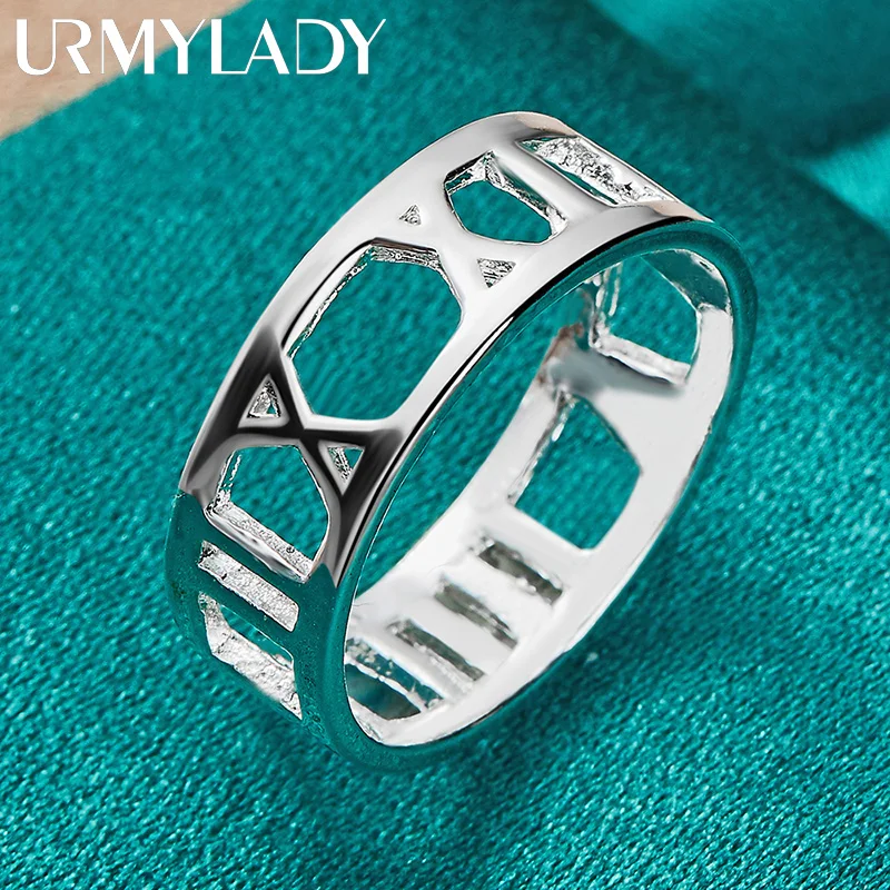 URMYLADY-anillo redondo de Plata de Ley 925 para hombre y mujer, joyería de compromiso con encanto para boda, 5-10 #