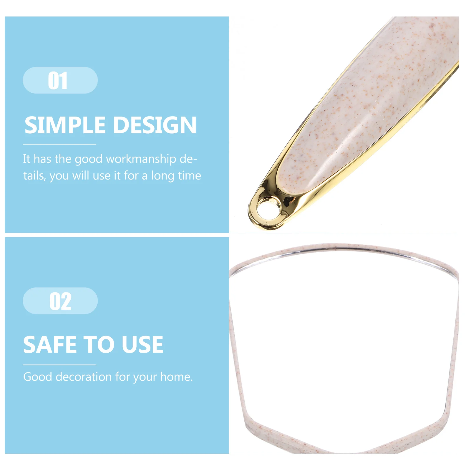 

Simple Durable Clear Handle Mirror Square Beige ABS Glass Home Store Good Workmanship Long Time Use Handle Mirror