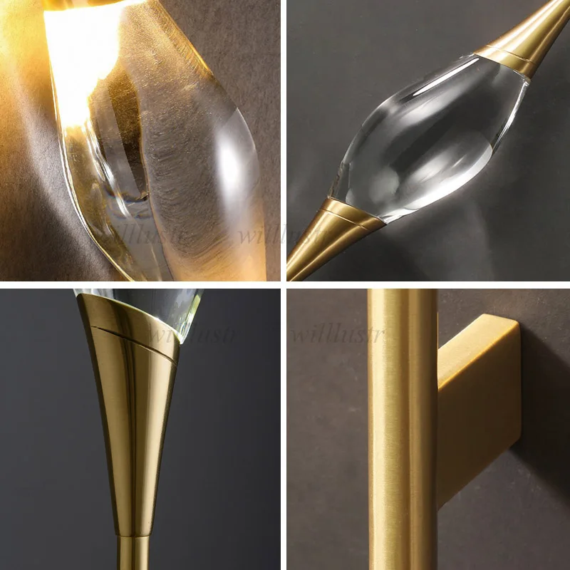 K9 كريستال الجدار الخفيفة الفاخرة النحاس مصباح الطعام المعيشة غرفة نوم فندق مقهى بار 5 واط الدافئة الأبيض LED الشمعدان #6