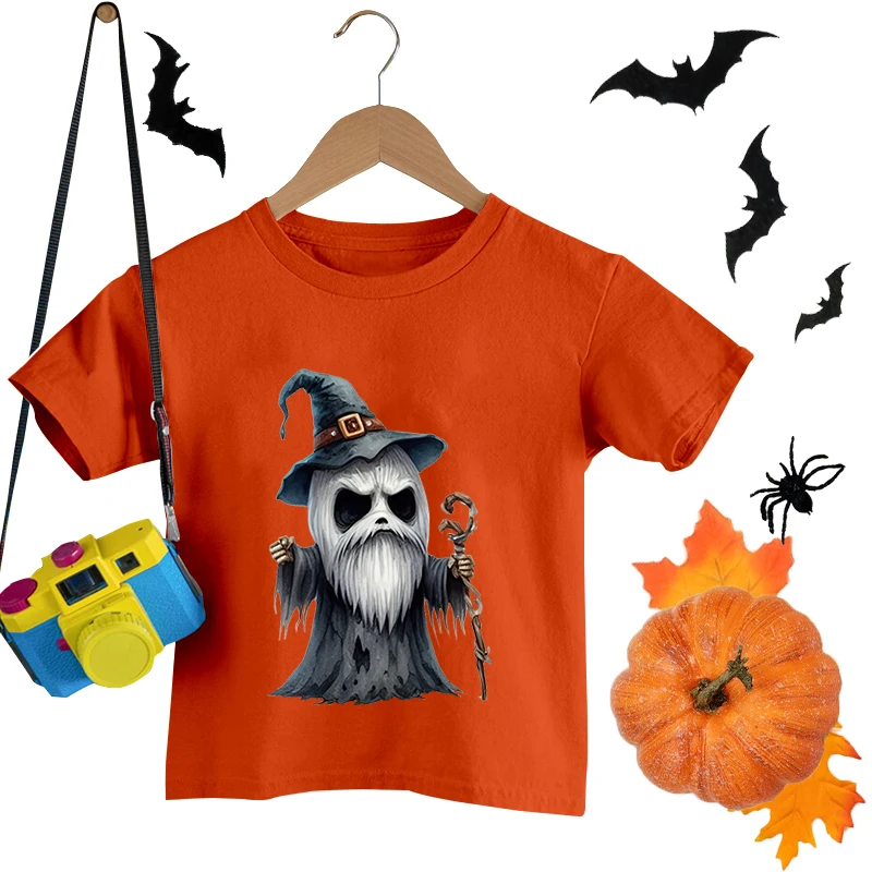 

Cool Halloween Ghost Print T-shirts Funny Casual Short Sleeve Tee Shirts Children Boys Girls Happy Halloween T-shirt