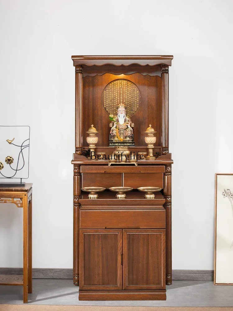 

New Chinese modern solid wood casket cabinet for table incense case household simple Buddhist platformlx