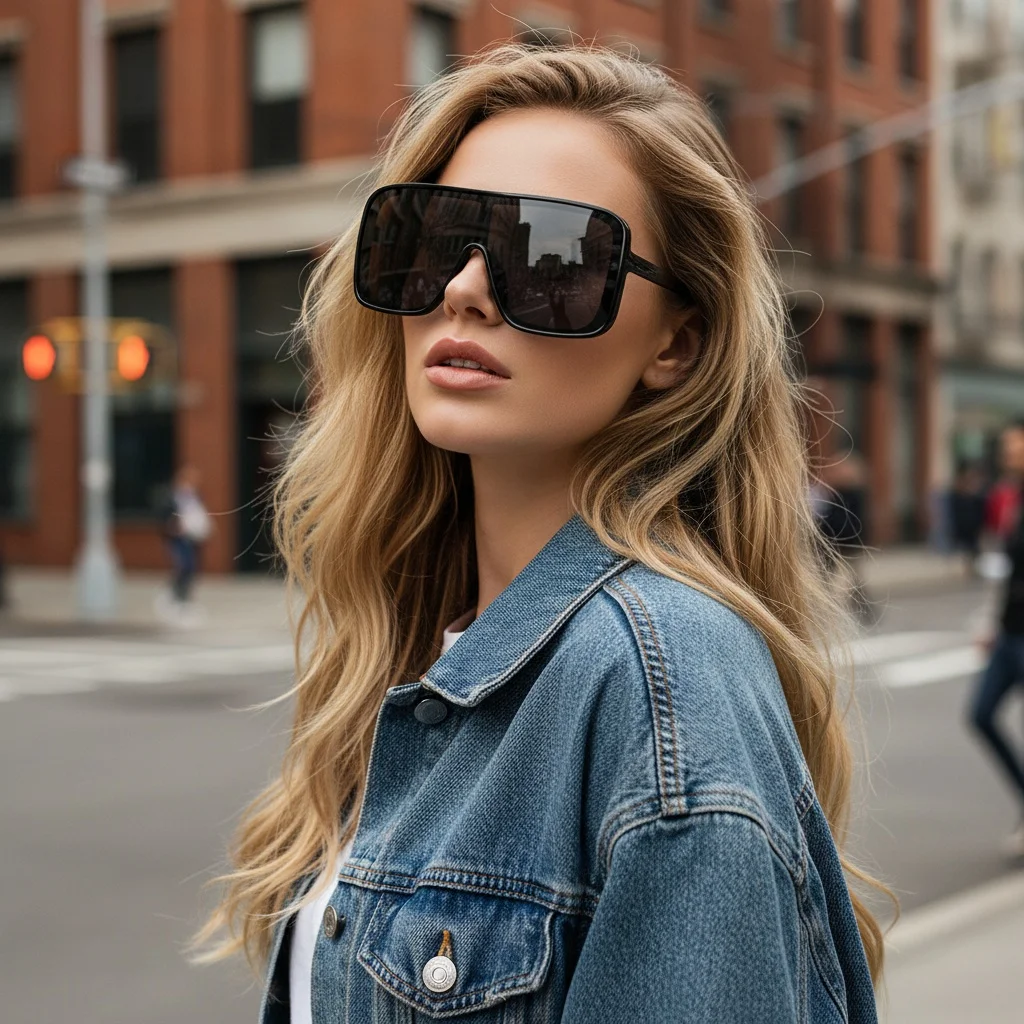 Einteilige Sonnenbrille mit großem Rahmen, Unisex, Gesichtsformungseffekt, UV400-Schutz, trendige und vielseitige Sonnenbrille 5258 – Detail 1