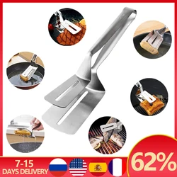 Stainless Steel Frying Shovel Clip Multifunctional Steak BBQ Utensils Fish Spatula Bread Tongs Household Picnic Kitchen Tool