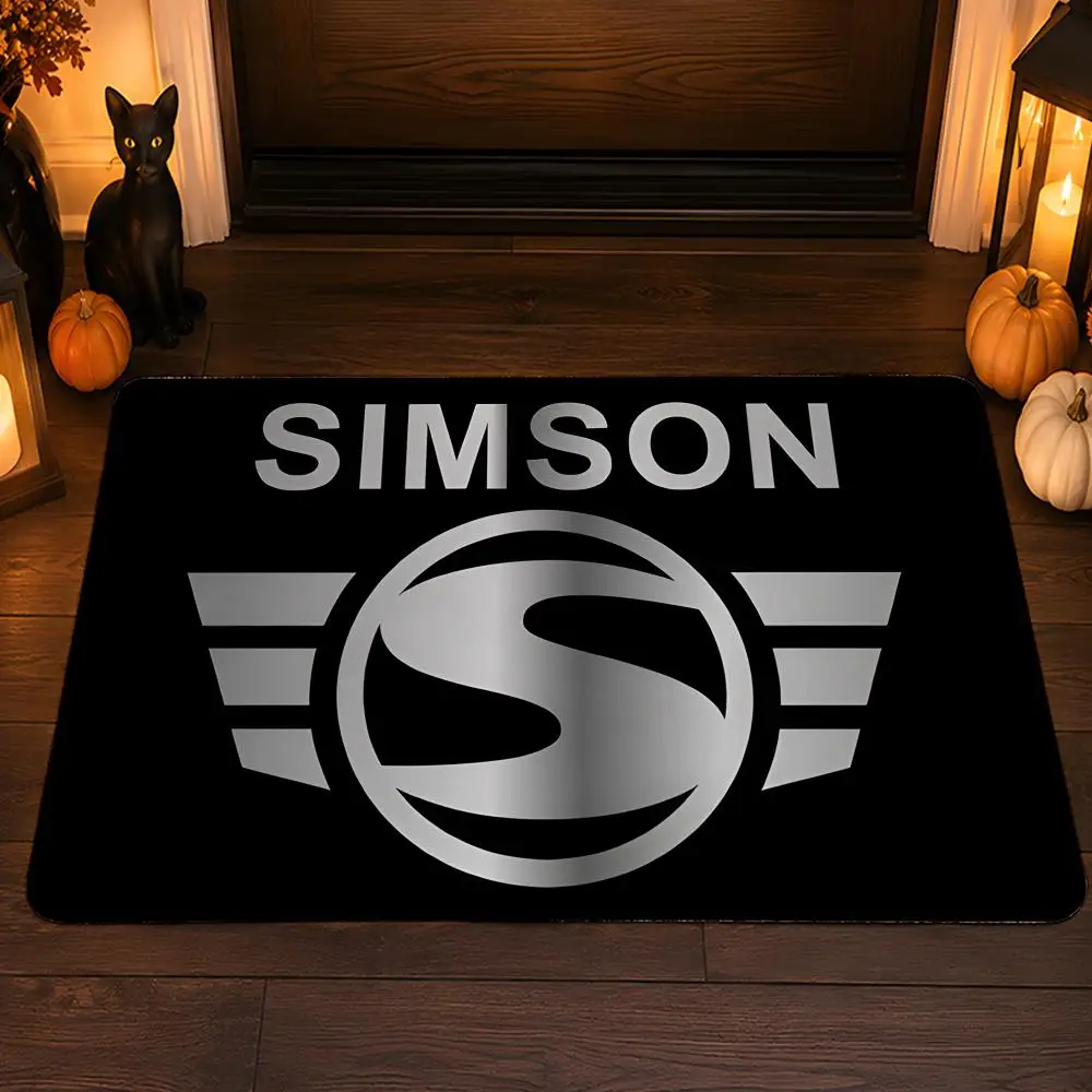 S-Simsons Logo Floor Mat Flannel Rug Soft Non Slip Washable Door Mat For Bathroom Bedroom Kitchen Home Decor