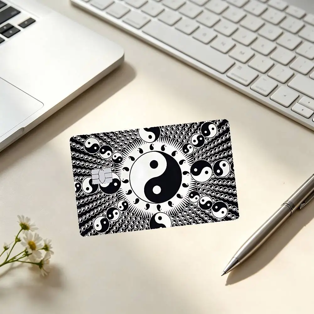 Chinese Tai Chi Bagua Yin Yang Card Stickers Credit Card DIY Card Protector Stickers Waterproof Film Skin Cover
