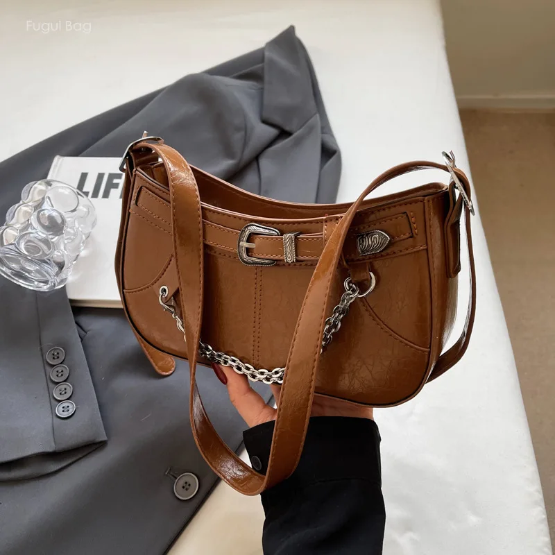 Women's Single Shoulder Crossbody Bag Underarm Bag Fashionable Retro Urban New High-end Small Square Bag Commuting and Leisure