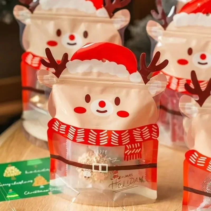 5-30Pcs Candy Zipper Bags Xmas Tree Santa Packaging New Christmas Gift Bag Self Sealing Handbag Xmas Party Decoration Gift Sack