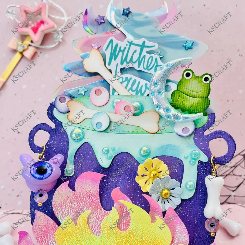 KSCRAFT Halloween Cauldron Memorydex Cutting Dies Stencils for DIY Scrapbooking Decorative Embossing DIY Paper Cards