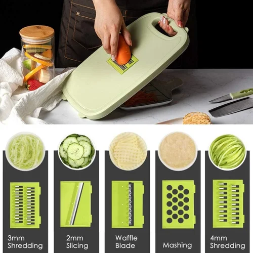 Imagen 2 del producto Tabla de cortar para acampar, tabla de cortar plegable con colador, tabla de cortar múltiple 9 en 1, cesta de lavado de verduras para cocina